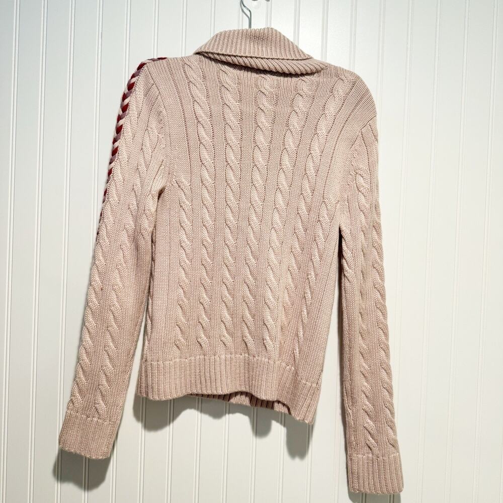 Derek Lam Pippa Lace Up Turtlneck Sweater Pink Cableknit Size Medium - Picture 6 of 6